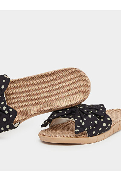 Take Two By Styli Polka Dot Print Bow Detail Flat Sandals