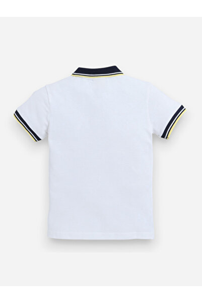 Victor and Jane By Styli Boys White Embroidered Detail Short Sleeve Polo T-Shirt