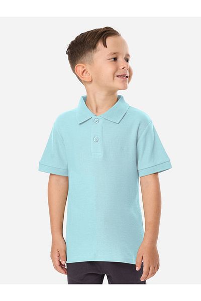 Victor and Jane By Styli Boys Blue Solid Short Sleeve Polo T-Shirt
