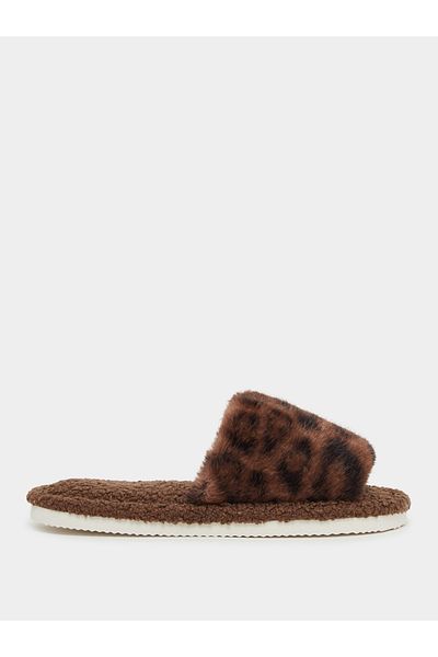 Styli Animal Print Faux Fur Bedroom Slippers