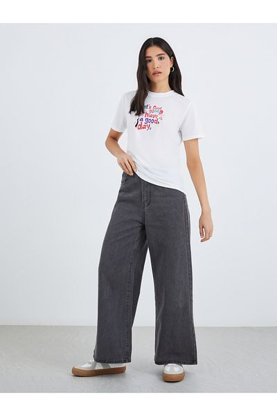 Styli Have A Good Day Slogan Regular Fit T-Shirt