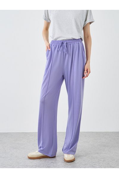 Styli Women Purple Solid Drawstring Waist Straight Joggers