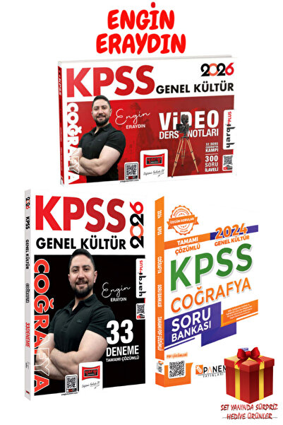 Yargı Yayınları Engin Eraydın 2026 KPSS Coğrafya Video Ders Notu + 33 Deneme ...