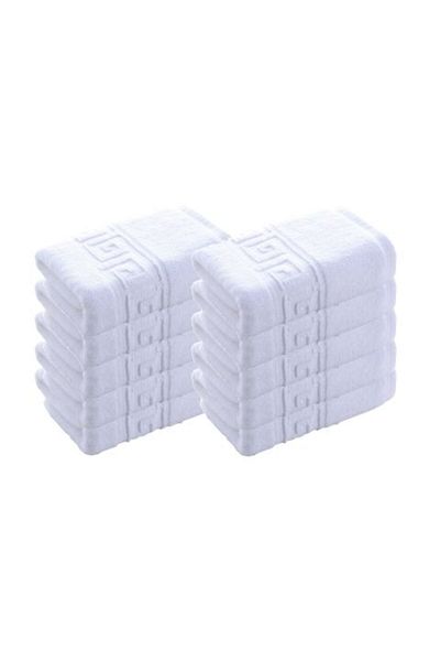Ralex Pachet 10 prosoape baie de corp 70 x 140 cm Bumbac 100%, Greek Border 500 grame/mp, Alb