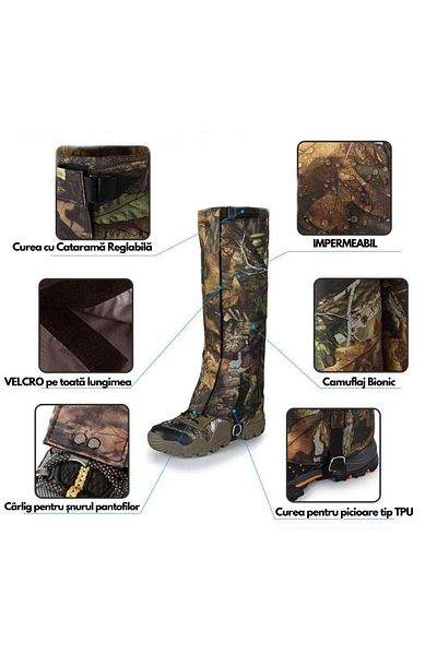 Hipolar Waterproof Snow Guards, Unisex, Adjustable with Double Fastening System, Forest Camouflage