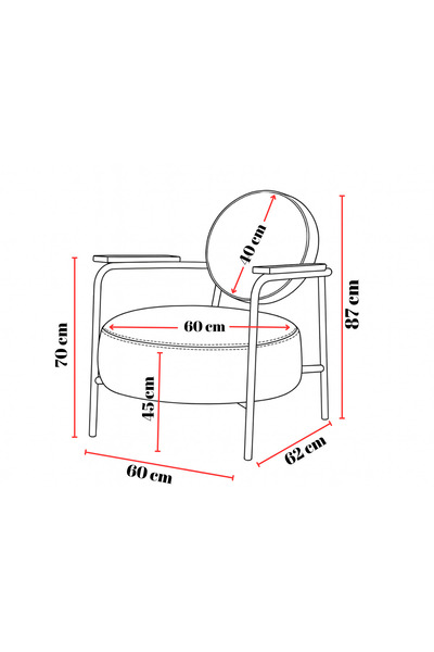 Azra Mobilya Venüs Metal Ayaklı Modern Berjer Koltuk - Soft Kumaşlı, Renk Seçenekli, 60x60 cm - MAVİ
