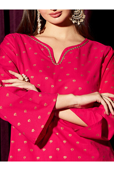 INDO STREET By Styli Foil Print Straight Kurta and Sharara Set