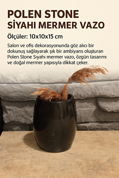 Polen Stone Siyah Mermer Vazo