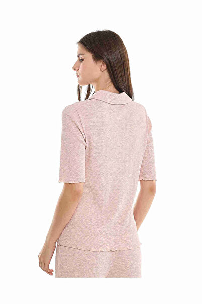 R&B Textured Shirt with Classic Collar and Short Sleeves