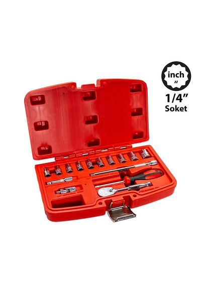 CETA FORM C00A-15Pbt 12 Corner Sae (Inch) Socket Set 1/4” - 15 Pieces