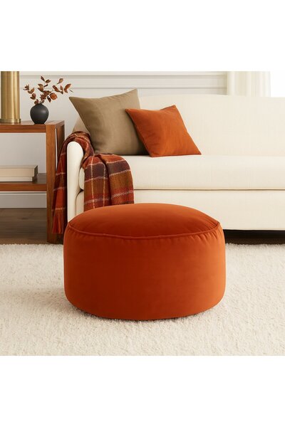 Reyo Rantos Yuvarlak Puf Turuncu