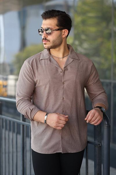 JANES Men's velvet texture long sleeve shirt