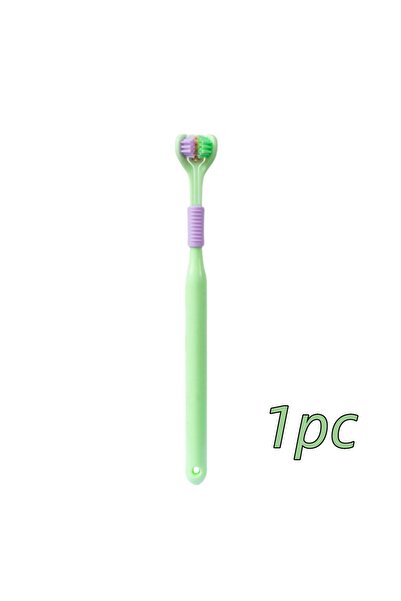 Choice4 فرشاة أسنان خضراء، قطعة واحدة، 4 قطع، بشعيرات ناعمة، ثلاثية الجوانب، تنظيف لطيف، فرشاة أسنان للبالغين للعناية الكاملة باللثة