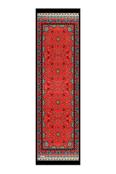Bursa İpek Red Ivy Pattern Narrow Silk Scarf