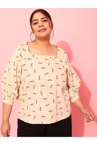 CURVY STREET By Styli Plus Size Floral Printed Square Neck Top