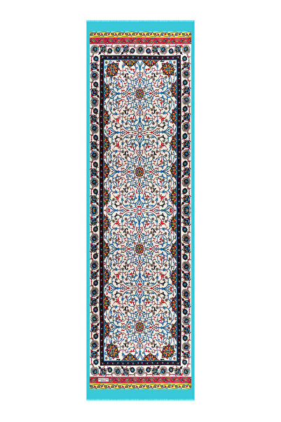 Bursa İpek Turquoise Ivy Pattern Narrow Silk Scarf