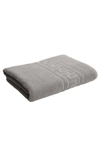 Ralex Bath Body Towel 70 x 140 cm, 100% Cotton, Greek Border 500 g/sqm, Grey