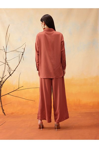 INDO STREET By Styli Embellished Long Sleeve Shirt with Trousers Set