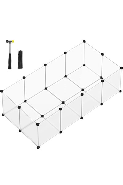 SONGMICS Cușcă modulară pentru rozătoare, din plastic, 143 x 73 x 46 cm, albă