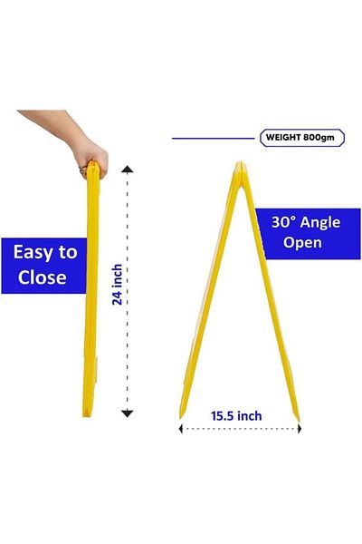 Generic Caution Work in Progress Safety Sign, A-Frame Floor Stand, Yellow Plastic Warning Sign