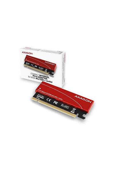 Axagon Adaptor intern PCEM2-S, PCI-E 3.0 16x - M.2, SSD NVMe, profil redus, radiator inclus (roșu)