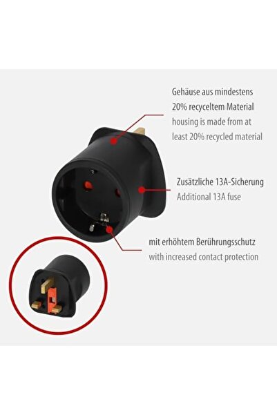 Brennenstuhl قابس السفر/محول السفر (أسود)