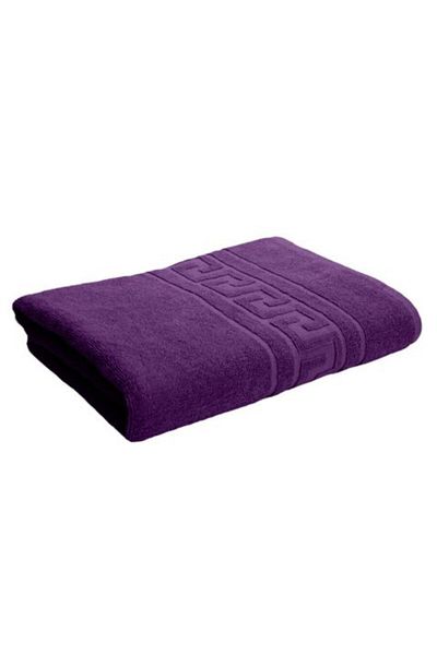 Ralex Bath Body Towel 70 x 140 cm, 100% Cotton, Greek Border 500 GSM, Purple