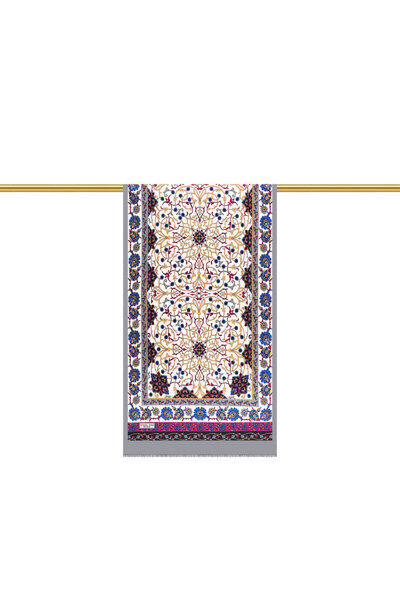 Bursa İpek Gray Ivy Pattern Narrow Silk Scarf