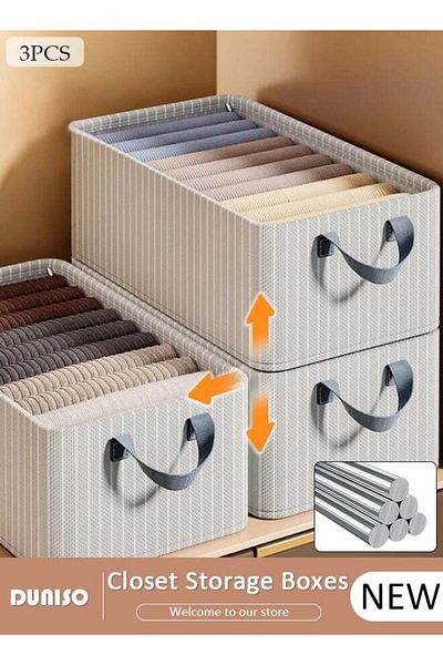 fun zone DUNISO 3PCS Wardrobe Clothes Organizer with Portable Handle