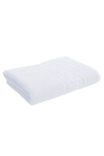 Ralex Bath Towel 70 x 140 cm 100% Cotton, Greek Border 500 g/m², White