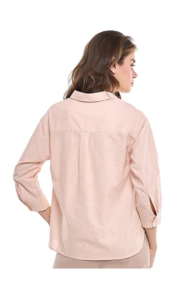 R&B Solid Collared Top with 3/4 Sleeves