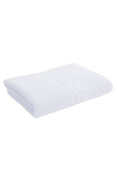 Ralex Bath Towel Face Size 50 x 90 cm Cotton 100%, Greek Border 500 gsm, White