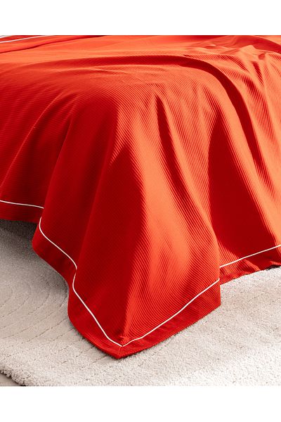 Madame Coco Caline Double 100% Cotton Pique Duvet Cover Set - White/Tile