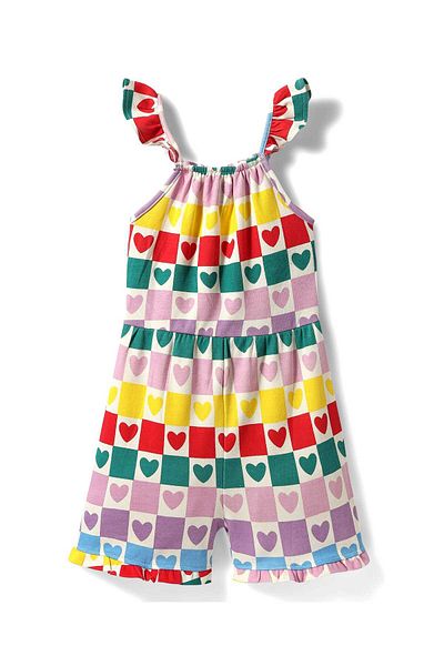 Bonfino All Over Heart Printed Playsuit - Multicolor