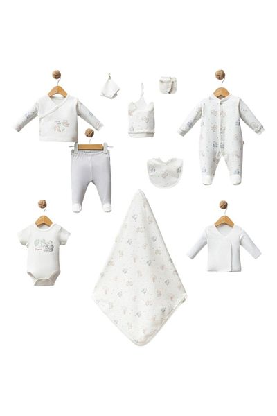 bipamuk Set of 10 Organic Baby Bodysuits Hospital Release 100% Cotton Newborn Set Gift