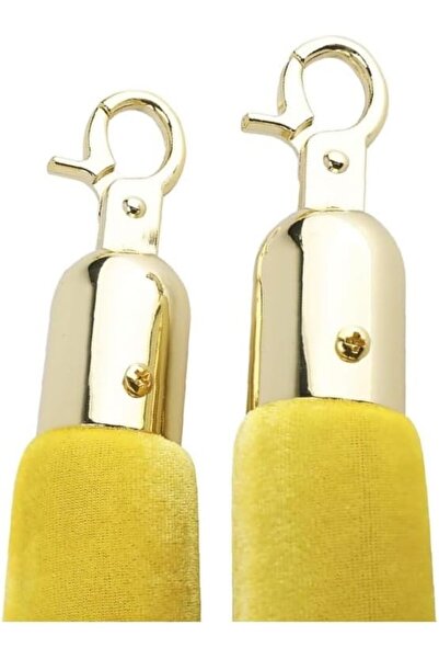 Generic Velvet Crowd Control Stanchion Rope, 150 cm, Yellow with Gold Hooks