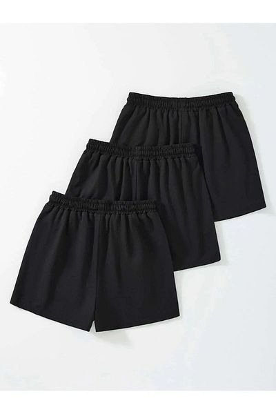 SURMARİ Set of 3 Comfortable Fit Unisex Combed Cotton Sports Shorts