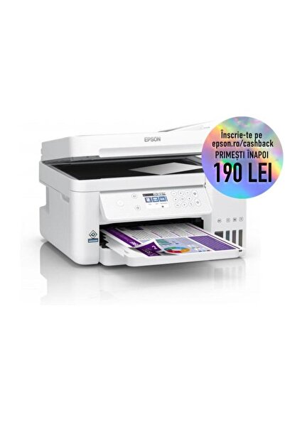 EPSON Multifuncțional EcoTank L6276, cu jet de cerneală, A4, 15.5 ppm, Duplex, ADF, USB, Rețea, Wireless (Alb)