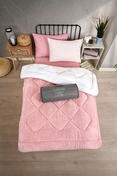 Sudemhome Single Welsoft Sleeping Set Double Sided Wellsoft Fluffy Fleece Quilt and 100X200 Elastic Sheet