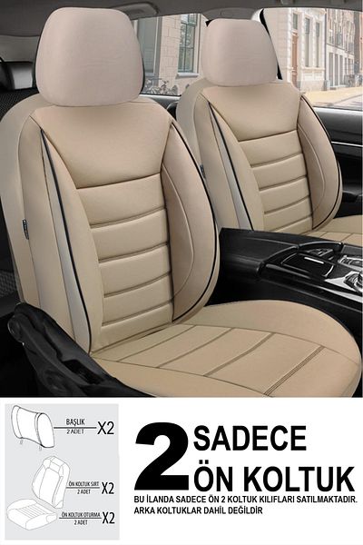 GM-DESIGN Jet Leather Front 2 Seats Universal Auto Seat Cover