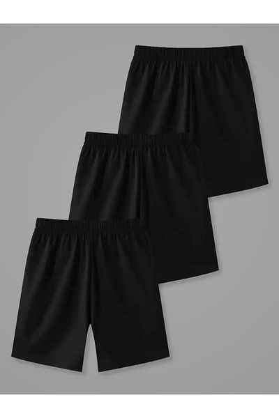 SURMARİ Set of 3 Comfortable Fit Unisex Combed Cotton Sports Shorts