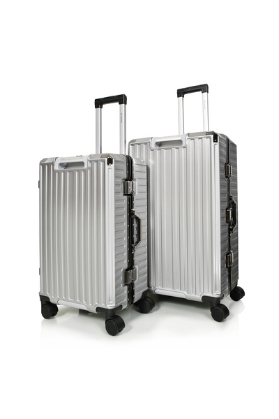 MORANO Morano Luggage Set with Modern and Elegant Aluminum Corners and Numbered Security Lock, Silver Color, Sizes: 28''-24''-20'' Inch