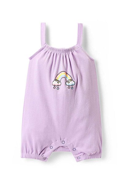 Bonfino 100% Cotton Printed Rompers – Pack of 3 (Lavender, White, Pink)