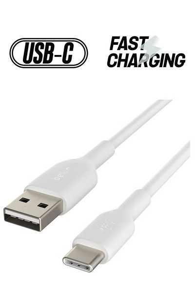Belkin BoostCharge USB-C to USB-A Charger Cable – 1M Type-C Fast Charging – White