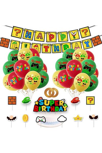 Gxhong children's birthday set, paper/latex, multicolor, 34 pieces