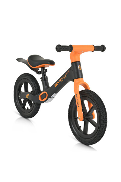 byox Bicicleta copii fara pedale Next Step Black 12 inch, cu stepper picioare lateral pliabil, pentr