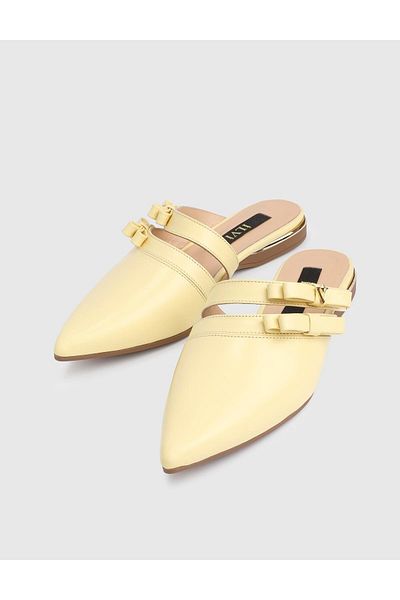 İLVİ Trinity Genuine Leather Yellow Women's Slippers