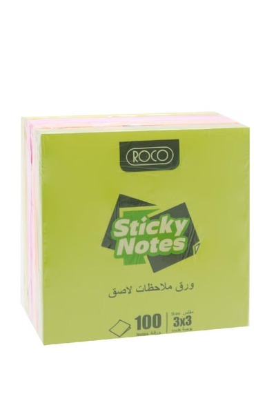 Roco Sticky Notes Assorted Colors – 3" x 3" – 100 Sheets – Square Pad