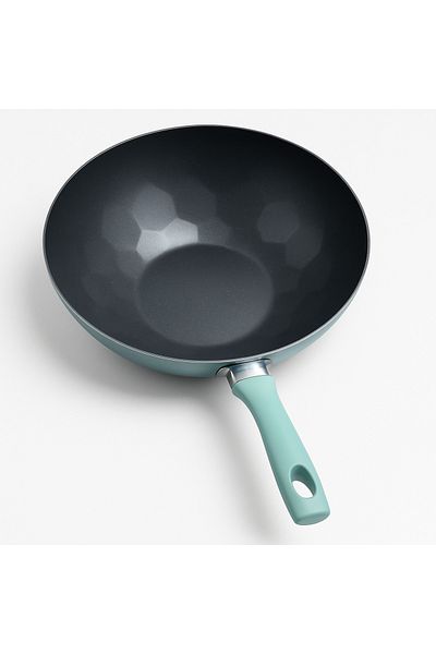TSUMAB Diamond Surface Non-Stick Wok – Mint Green Pearl White Black Handle