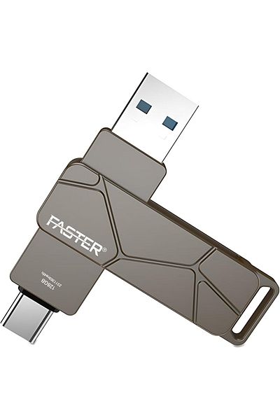 Faster 128GB USB-C Flash Drive, USB 3.1 OTG Memory Stick, Dual-Port USB-A & USB-C, High-Speed Transf